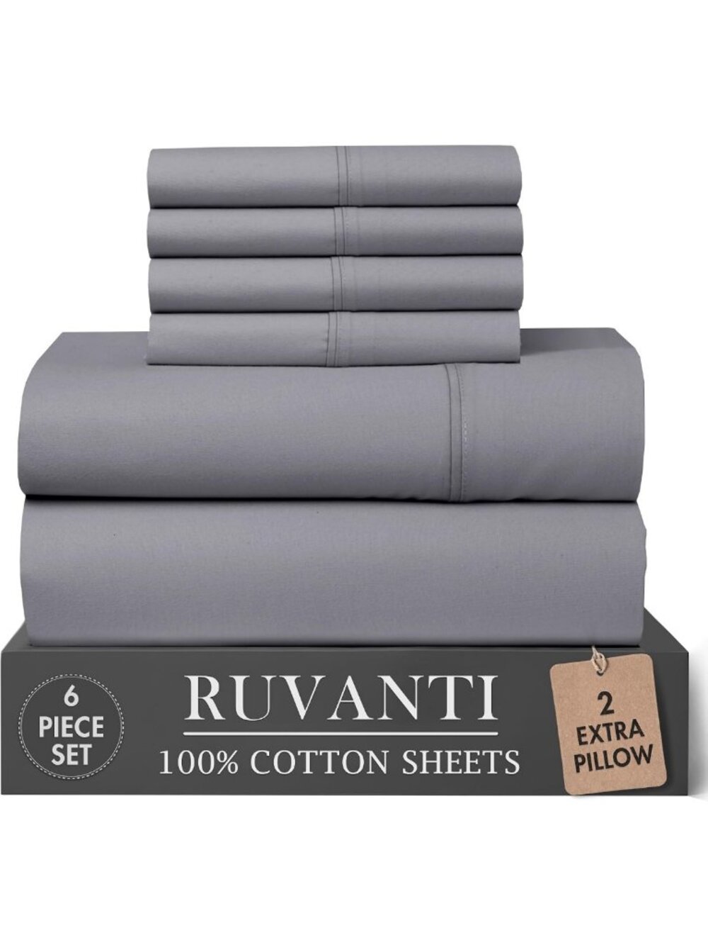 100% Cotton Percale King Sheets Set - Soft, Breathable, Cool Gray Bedding